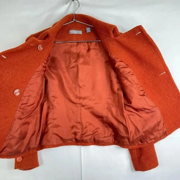 Kate Hill Double-Breasted Burnt Orange Wool Blazer - Picture 5 of 11